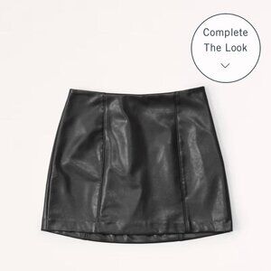 Abercrombie & Fitch XL Black Faux Leather Mini Skirt Skort